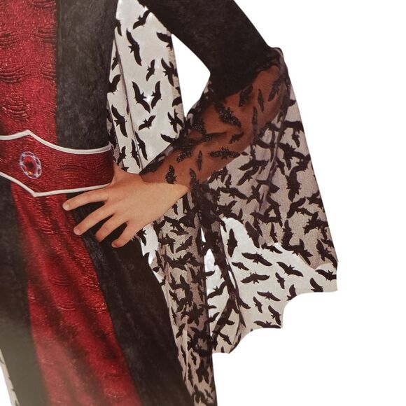 Vampire Wicked Queen Costume Child XL 14-16 BAT WING Sleeves Velvet Halloween - Picture 11 of 16